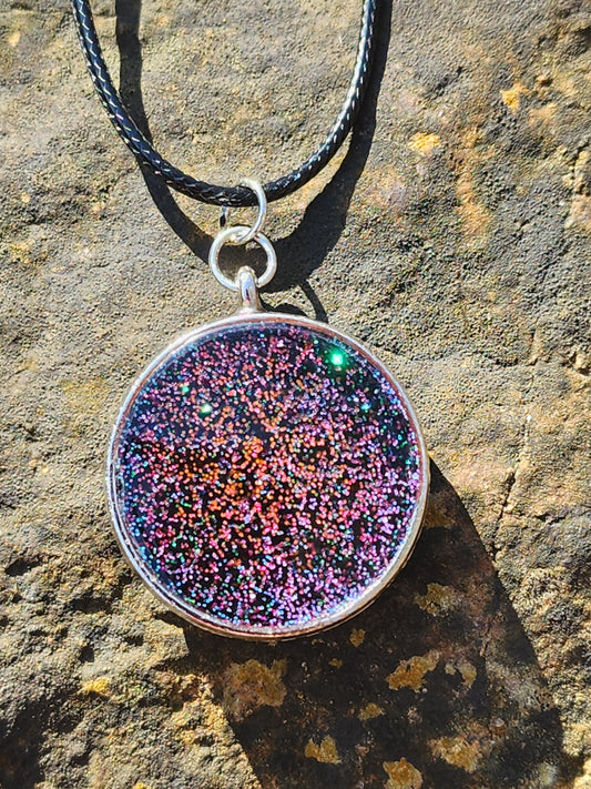 “Glitter Galaxy” Round Pendant Necklace