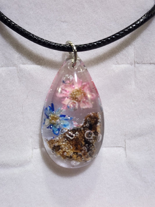 "Pretty in Pink and Blue" Teardrop Necklace